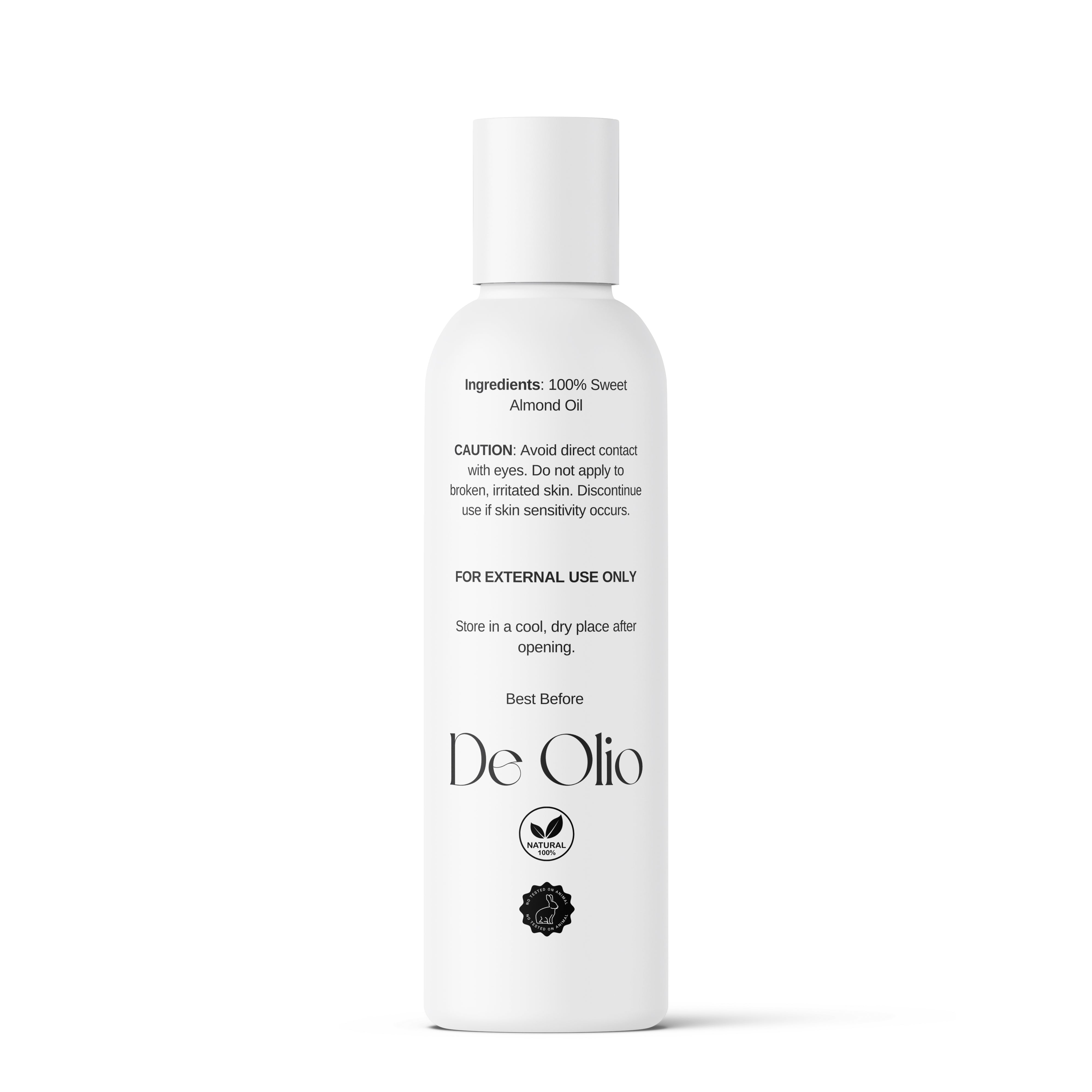 De Olio | Sweet Almond Oil | 100% Pure and Natural | Cold Pressed | Refined |100% Pure Moisturizing Oil | Skin, Hair & Face | Carrier Oil | Soap Making